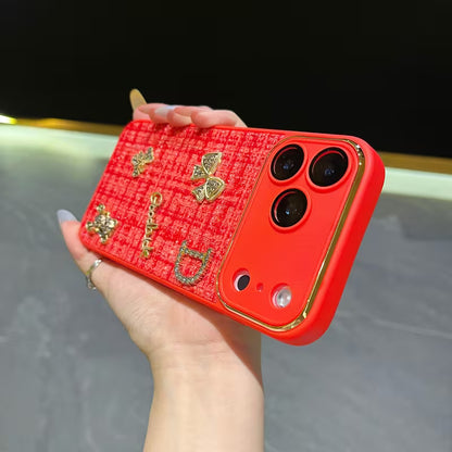 iPhone 17 Series Bear Bling Cloth Texture Case