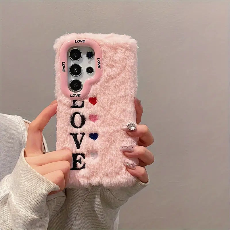 Love Plush Phone Case with Lens Holder - Samsung