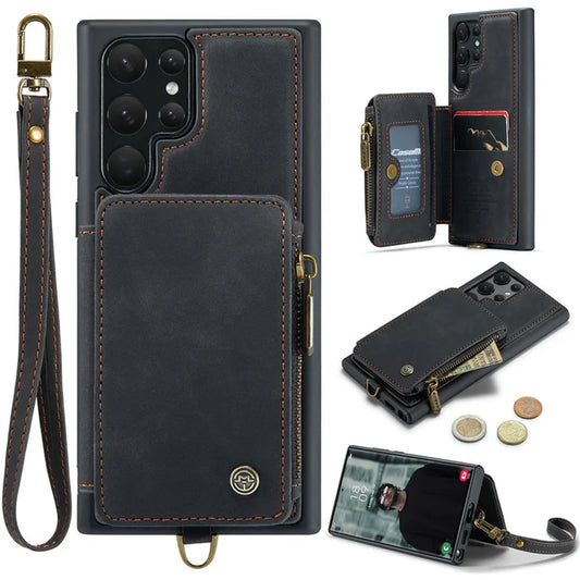 Secure Shield Luxury Zip Flip Phone Case - Samsung