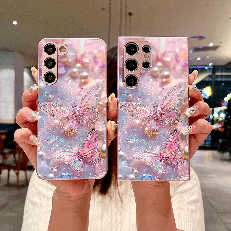 Butterfly Glitter Pearl Phone Case - Samsung