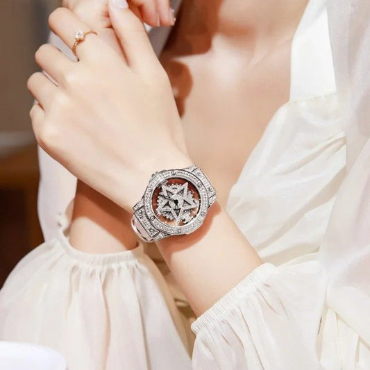 Elegant Star Revolving Diamond Wristwatch