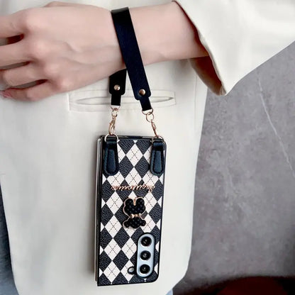 Argyle Charm Teddy Sling Phone Case - Samsung