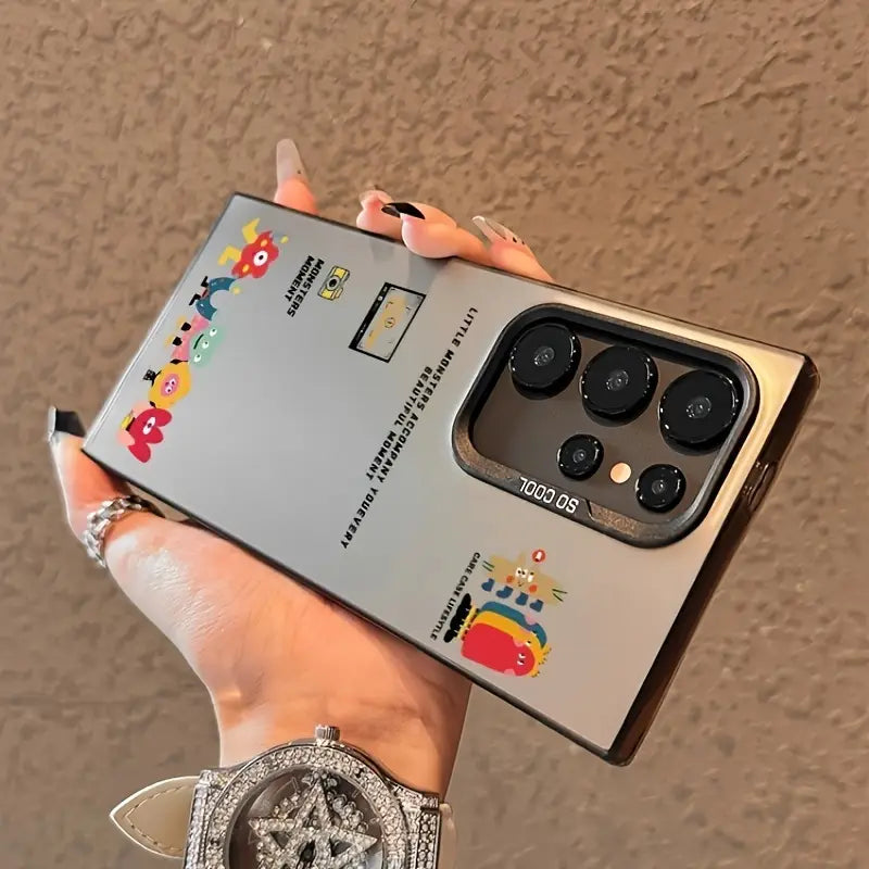 Cute Cartoon Couple Matte Case - Samsung