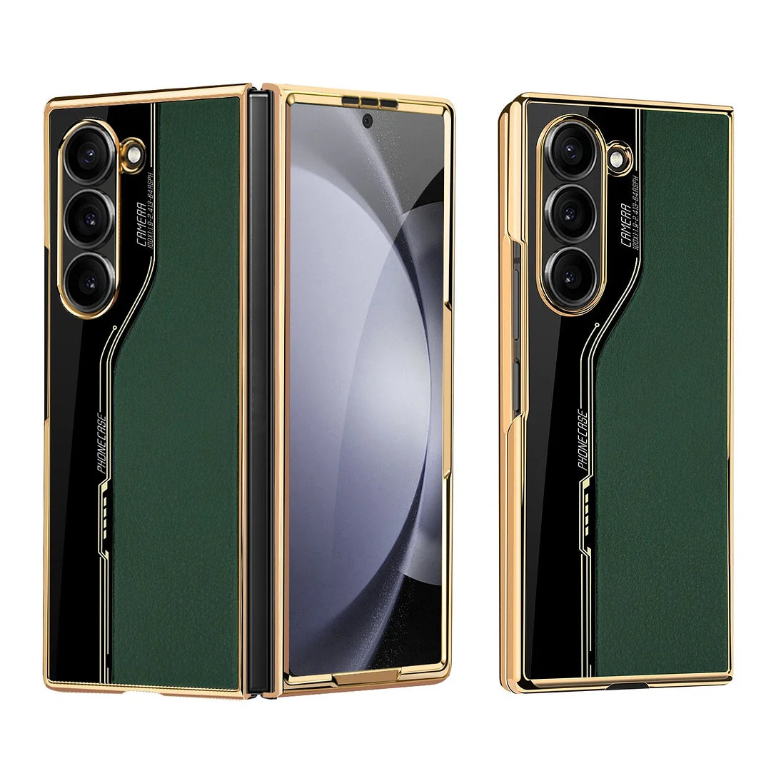Galaxy Z Fold Series Luxury Plating Litchi Texture Case
