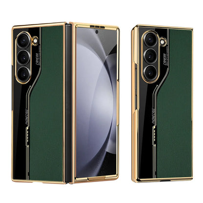 Galaxy Z Fold Series Luxury Plating Litchi Texture Case