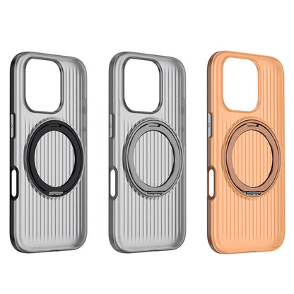 Translucent Striped Armor Rotating Bracket Case - iPhone