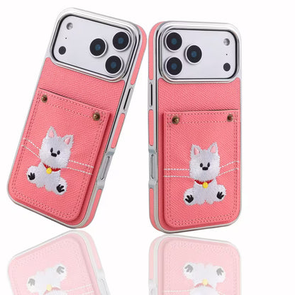 Embroidered Kitten Card Holder Case
