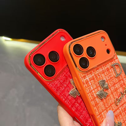 iPhone 17 Series Bear Bling Cloth Texture Case