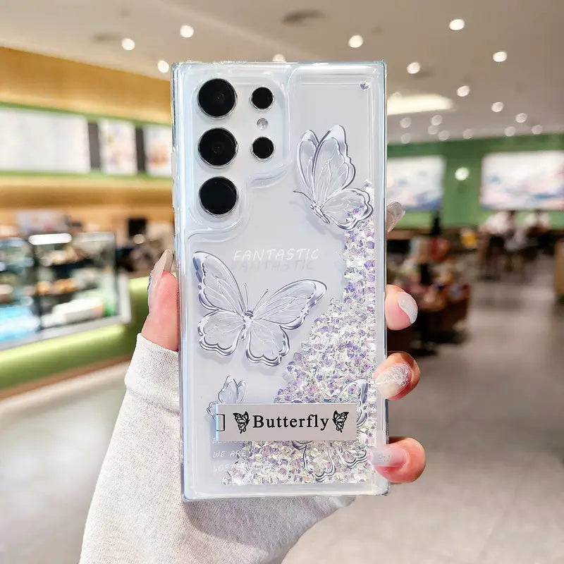Glitter Butterfly Quicksand Phone Case - Samsung
