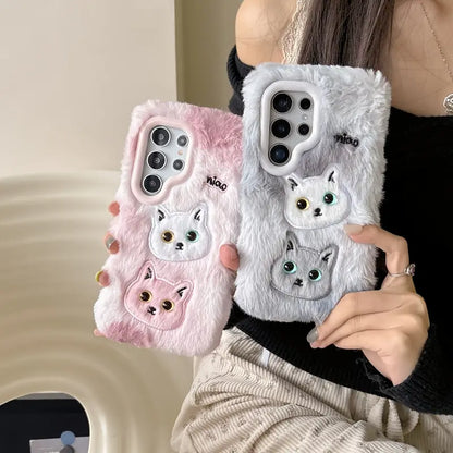 Fluffy Twin Kitty Phone Case - Samsung