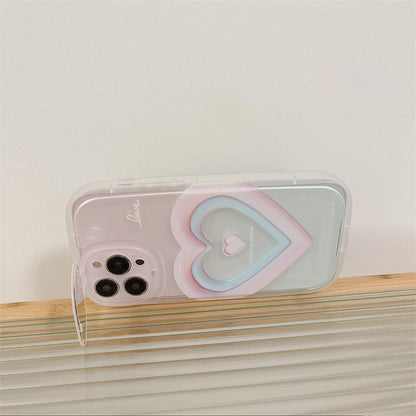 Pink & Blue Love Heart Mirror Case - iPhone