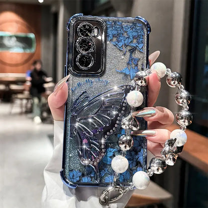 Elegant Butterfly Shimmer Wing Floral Case - Samsung