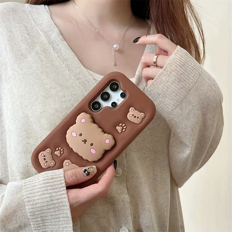 Cute Stand Bear Phone Case - Samsung
