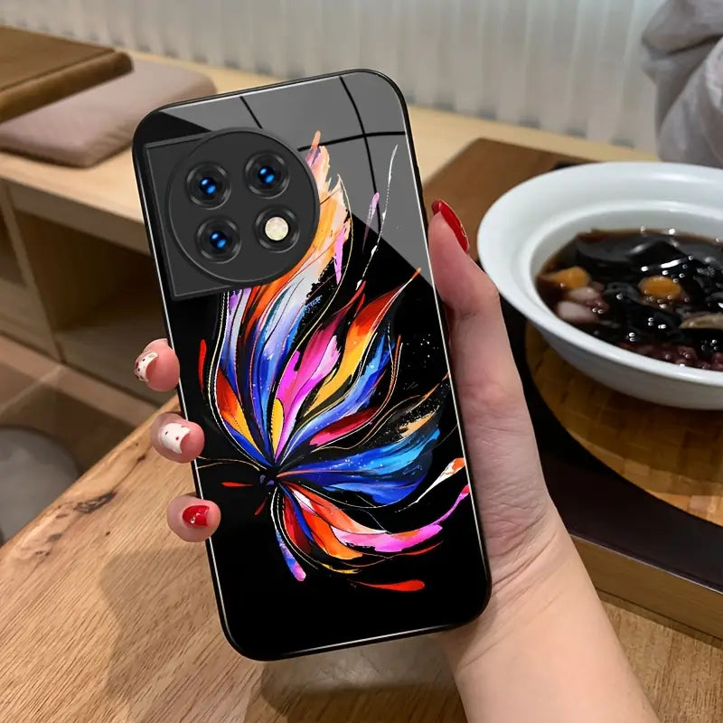 Butterfly Dream Vibrant Ink Art Glass Case - OnePlus