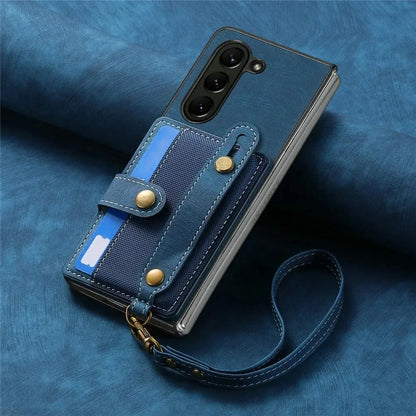 Galaxy Z Fold Series Wrist Strap Leather Wallet Case