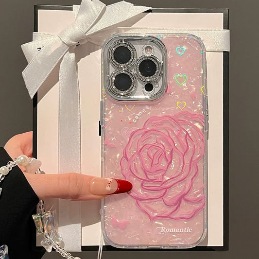 Charming Rose Heart Laser Print Case