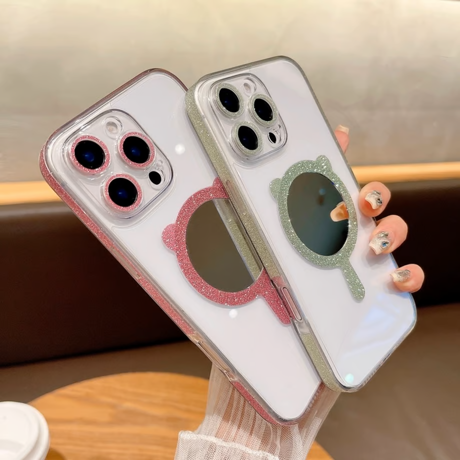 Cute Bear Mirror Grip Phone Case