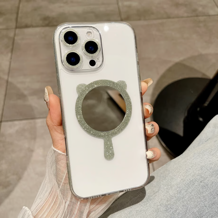 Cute Bear Mirror Grip Phone Case