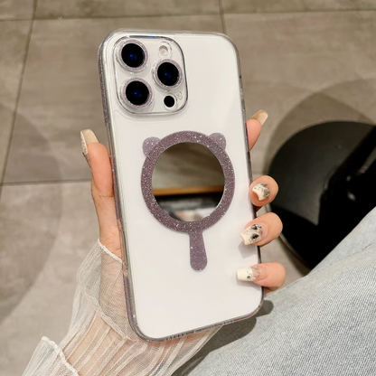 Cute Bear Mirror Grip Phone Case