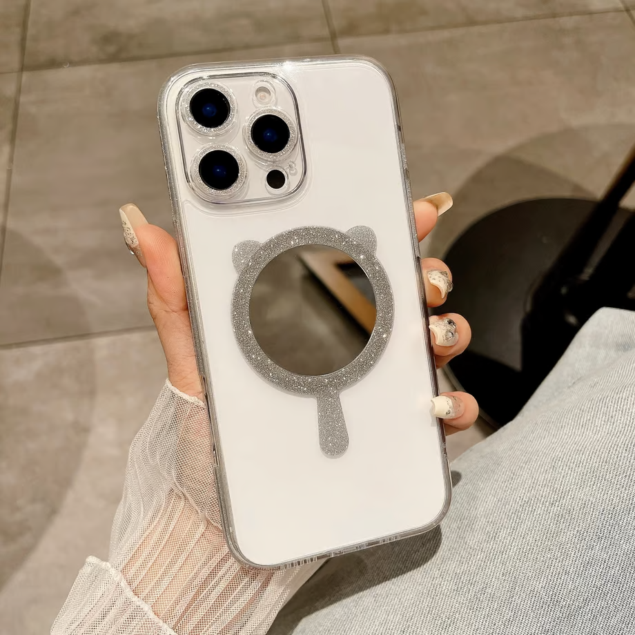 Cute Bear Mirror Grip Phone Case