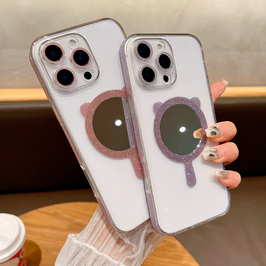 Cute Bear Mirror Grip Phone Case
