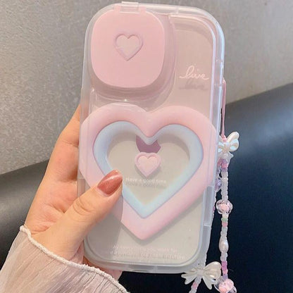 Pink & Blue Love Heart Mirror Case - iPhone