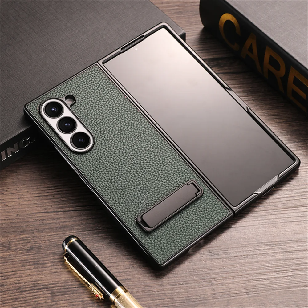 Galaxy Z Fold6 - Business Leather Invisible Stand Case