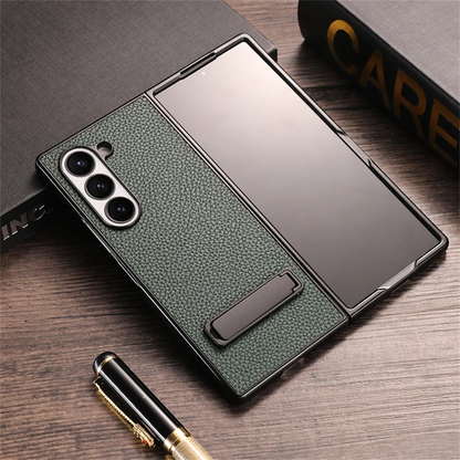 Galaxy Z Fold6 - Business Leather Invisible Stand Case