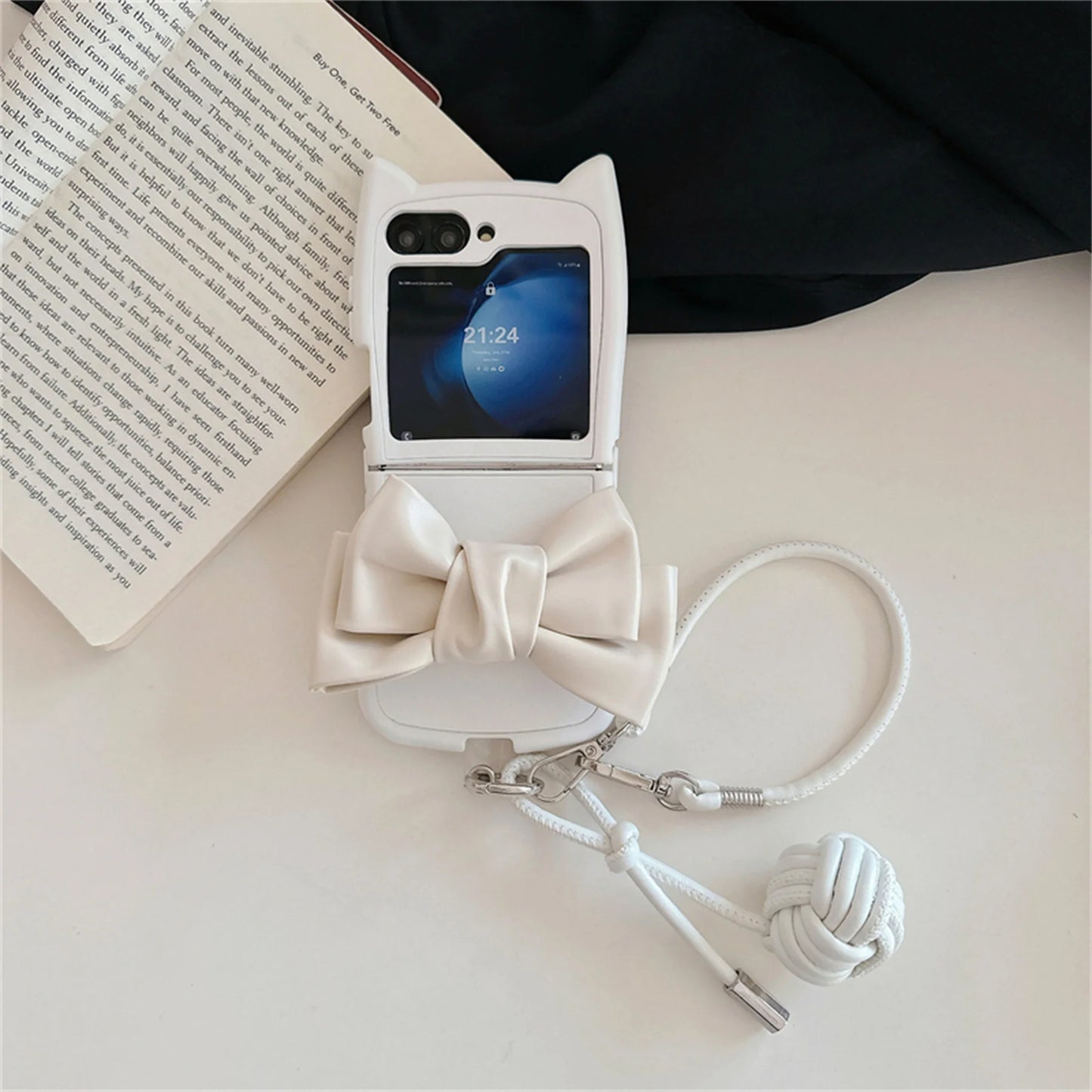 Cute Cat Ear Bow Weave Case - Samsung