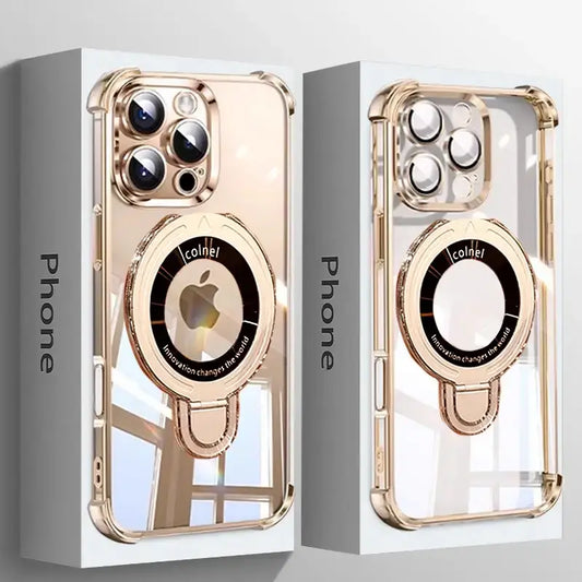 Luxury Plating Magnetic Bracket Case - iPhone