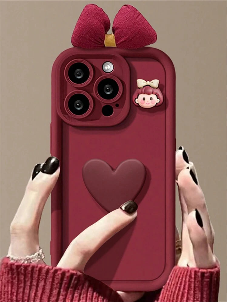 Chic Red 3D Bow And Heart Case