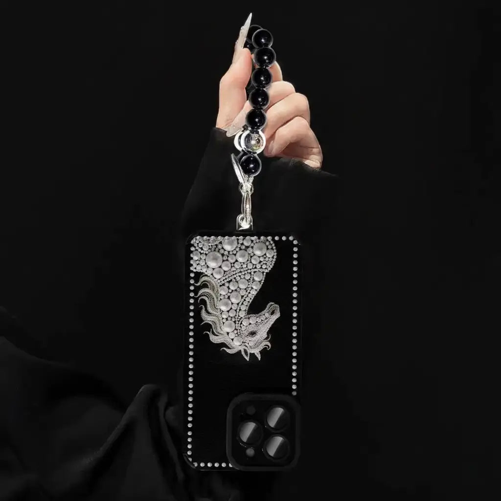 Dark Moon Horse Beaded Strap Case