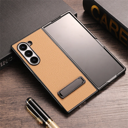 Galaxy Z Fold6 - Business Leather Invisible Stand Case
