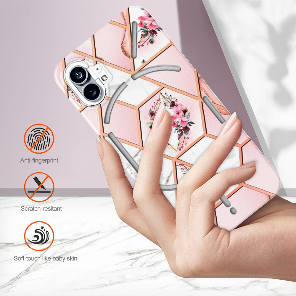 Rugged Geometric Marble Floral Case - Nothing