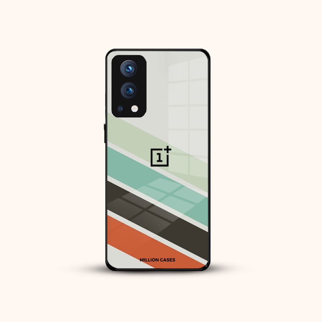 Color Striped Pattern Glass Back Case - OnePlus