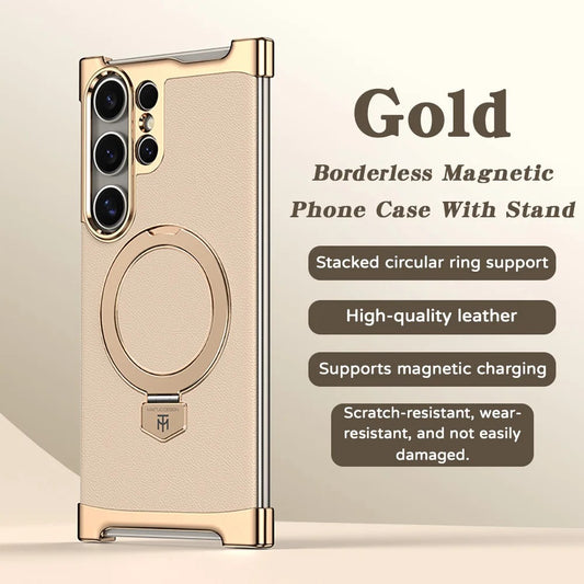 Elegant Faux Leather Magnetic Ring Case