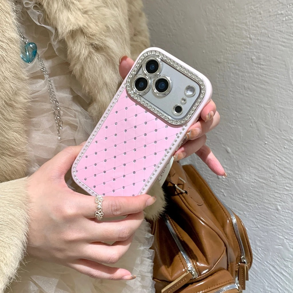 Diamond Stitch Rhinestone Grid Case