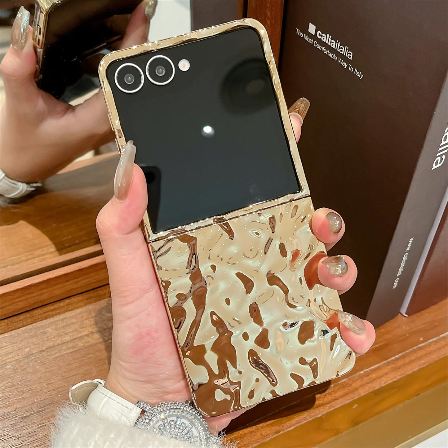 Galaxy Z Flip Series Liquid Polished Marble Gloss Case