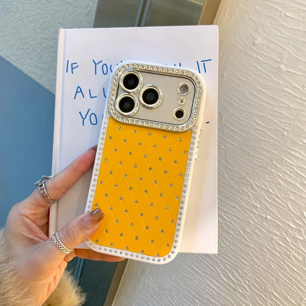 Diamond Stitch Rhinestone Grid Case