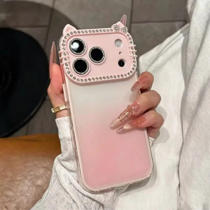 Diamond Trim Kitty Ears Dual Shade Case