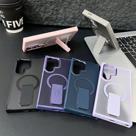 Frosted Elegance Kickstand Magnetic Case - Samsung