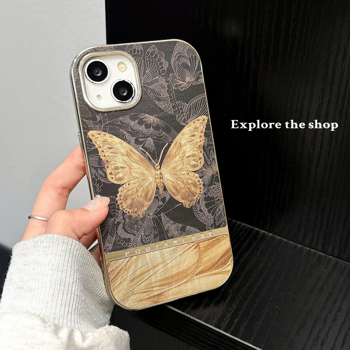 Gold Butterfly Sun Clear Design Case