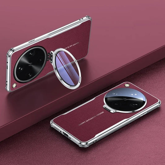 Aviation PU Leather Invisible Lens Stand Case - Oppo