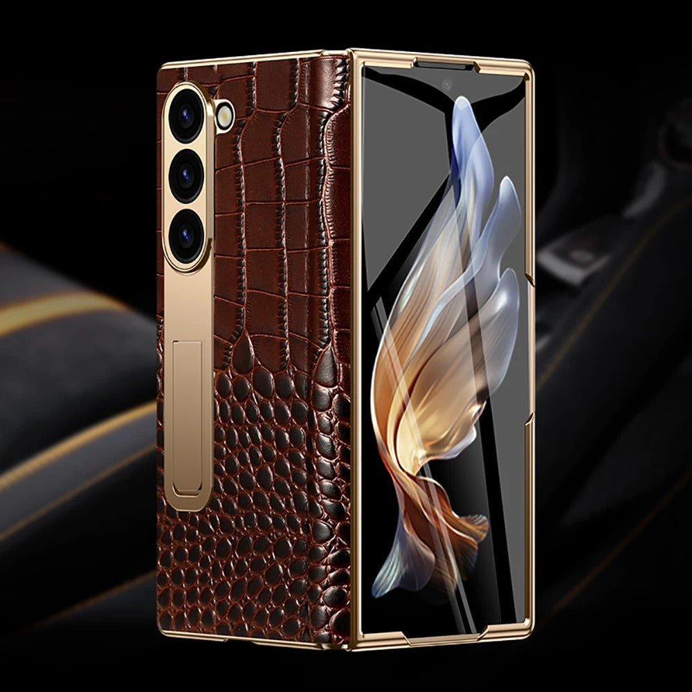 Luxury Crocodile Leather Fold Case