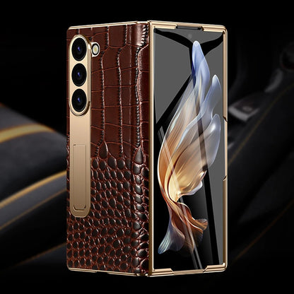 Luxury Crocodile Leather Fold Case