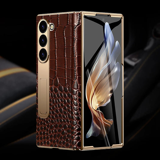 Luxury Crocodile Leather Fold Case
