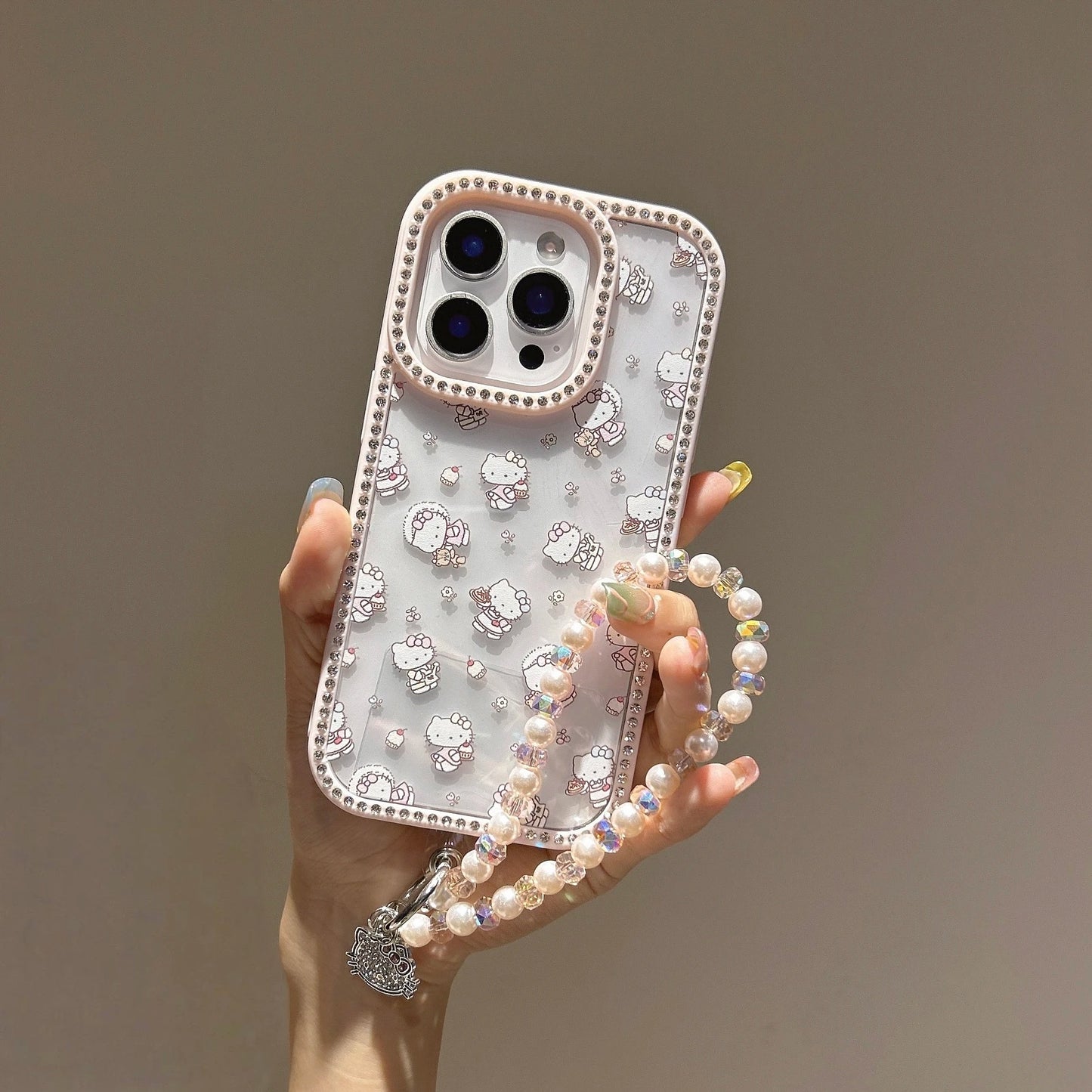 Teddy Love Mirror Pearl Charm Case