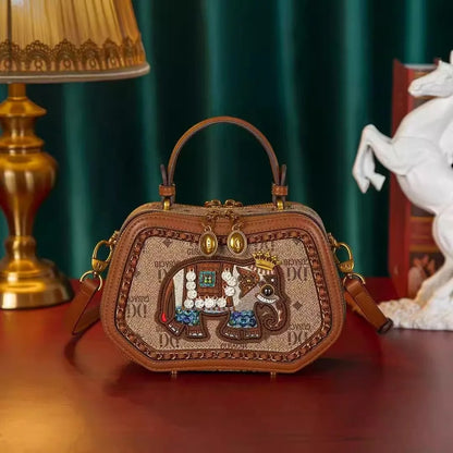 Vintage Crowned Elephant Handbag