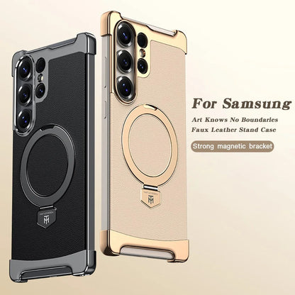 Elegant Faux Leather Magnetic Ring Case