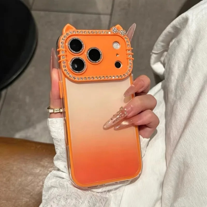 Diamond Trim Kitty Ears Dual Shade Case